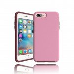 Wholesale iPhone 7 Plus Hard Gummy Hybrid Case (Pink)